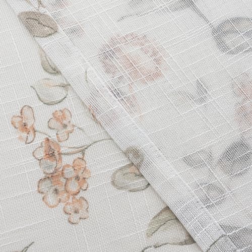 SUOUO Floral Semi Sheer Curtains Linen Textured 84 inches 2 Panels - color: Coffee-l, size: 52"W x 84"L (Pack of 2)
