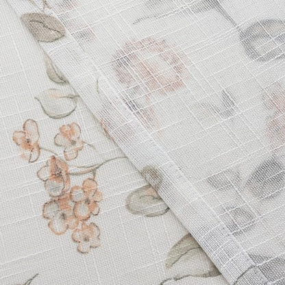 SUOUO Floral Semi Sheer Curtains Linen Textured 96 inches 2 Panels - color: Coffee-l, size: 52"W x 96"L (Pack of 2)