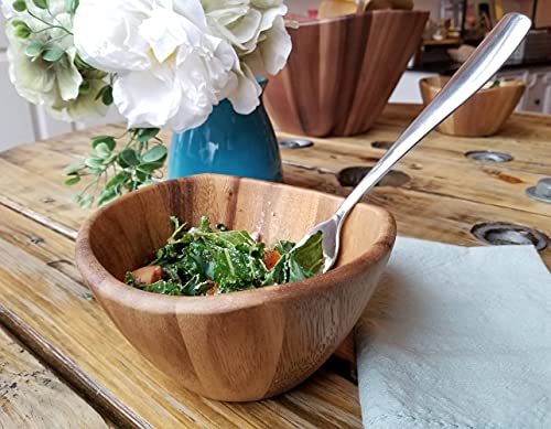 Lipper International Acacia Wave Serving Bowl for Fruits or Salads, Small, 6" Diameter x 3" Height, Single Bowl - size: 6 inches (D) x 3 inches (H)