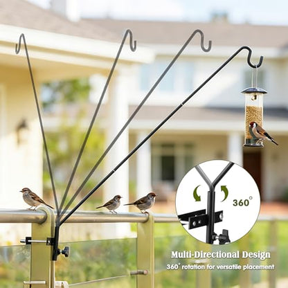 MIXXIDEA Extended Fence Deck Hook Rail Heavy Duty Bird Feeder Hook, Adjustable Plant Bracket for Bird Feeders, Planters, Suet Baskets, Lanterns, Wind Chimes and More - size: 43in Long Fence Hook-1 Pack