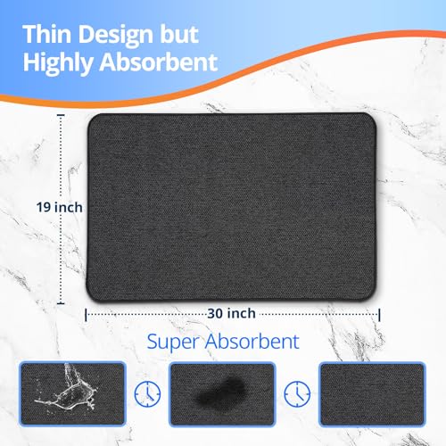 Upgraded Bath Mat 19x30Inch, Thin Bath Mats Rugs with Rubber Backing Non-Slip, Absorbent,Quick Dry Machine Washable, Home Decor Accessories Cozy Cloth Bathroom Rugs fit Under Door/Sink/Tub-Black - color: Black, size: 19"x30"