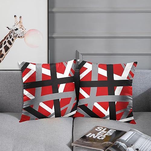 Emvency Throw Pillow Covers Set of 2, 18 x 18 Inch, Striped Retro Red - color: Red, size: 18" x 18" (Pack of 2)