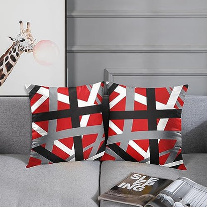 Emvency Throw Pillow Covers Set of 2, 18 x 18 Inch, Striped Retro Red - color: Red, size: 18" x 18" (Pack of 2)