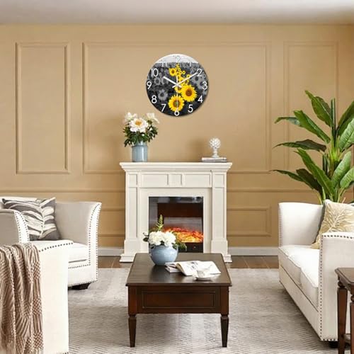XFM Large Sunflower Wall Clock Battery Operated 20 Inch - color: Yellow1, size: 20 Inch
