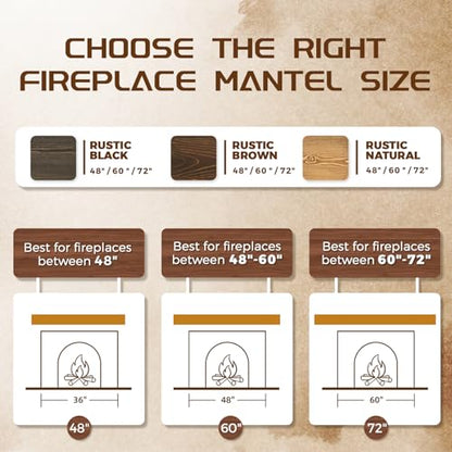60x7x3in Solid Pine Wood Fireplace Mantel, Weathered Brown - color: Weathered Brown, size: 60x3x7-solid