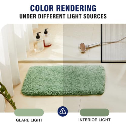 TECHMILLY Shaggy Bathroom Rugs Thick Non Slip Microfiber Mat Green 17"x24" - color: Sage, size: 1'5" x 2' (Rectangular)