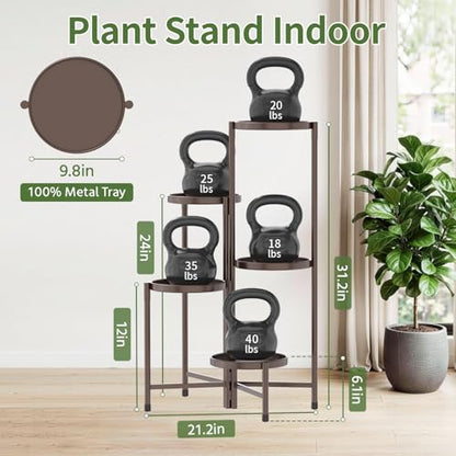 LASZOLA Plant Stand Indoor with 10 Inch Large Metal Tray, 5 Tier Bronze - color: Classic Bronze, size: 5 Tier