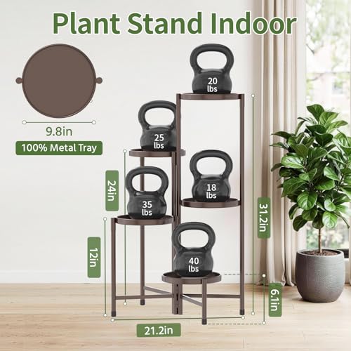 LASZOLA Plant Stand Indoor with 10 Inch Large Metal Tray, 5 Tier Bronze - color: Classic Bronze, size: 5 Tier