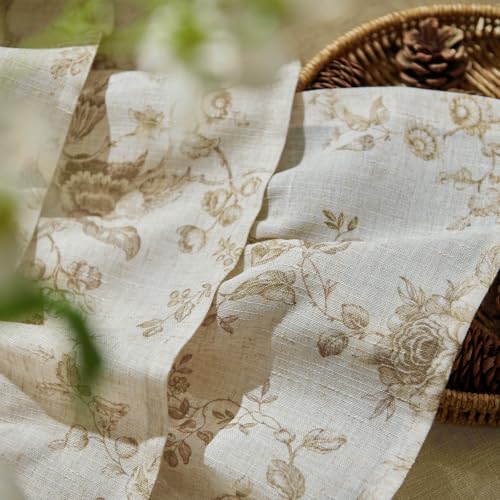 jinchan Amlie Ruffled Floral Valance Curtain 1 Panel 18 Inch Taupe on Linen - color: Amlie Taupe on Linen