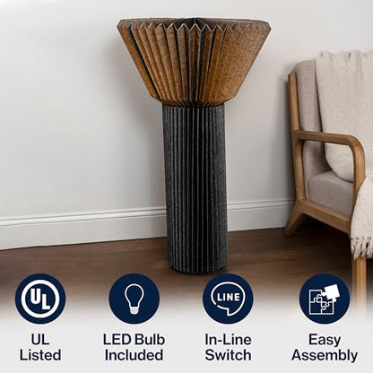 JONATHAN Y Archer Floor Lamp Modern Minimalist Mango Wood Base 37", Black - color: Black