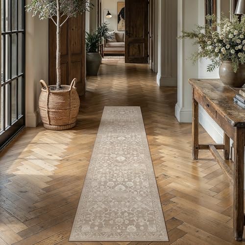 HUGEAR 2x8 Beige Neutral Runner Rugs Washable Rug Carpet - color: Beige, size: 2' x 8' (Runner)