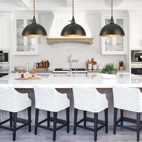 3 Light Plug in Pendant Lights Hammered Dome Hanging Lamp with Switch 22 Ft Long Hemp Rope Farmhouse Pndant Light Cord Lighting Fixture DIY Hanging Light - color: C 3 Lights