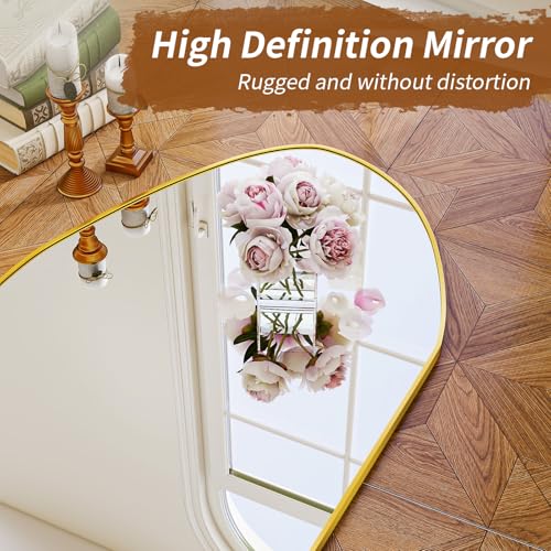 BEAUTYPEAK Full Length Dress Mirror - 76"x34" Floor Mirror, Gold - color: Gold, size: 76"L x 34"W