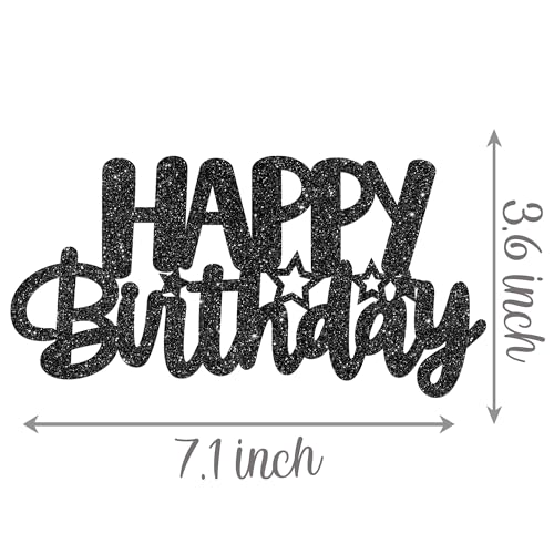 Birthday Centerpiece Sticks 12PCS Black Glitter Birthday Party Table Toppers Happy Birthday Sign Decorations Centerpieces for Anniversary Party Supplies