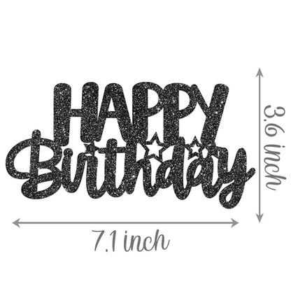 Birthday Centerpiece Sticks 12PCS Black Glitter Birthday Party Table Toppers Happy Birthday Sign Decorations Centerpieces for Anniversary Party Supplies