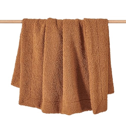 HiEnd Accents Teddy Caramel 60x90 inch Boucle Throw Blanket - color: Caramel, size: 60" x 90"