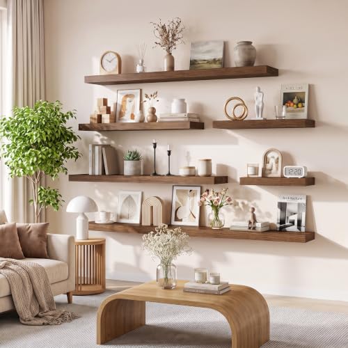 RICHFOCUS 24" Bathroom Floating Shelves for Wall 2Pack|Walnut - color: Walnut, size: 24"L x 11.6"D, Set of 2