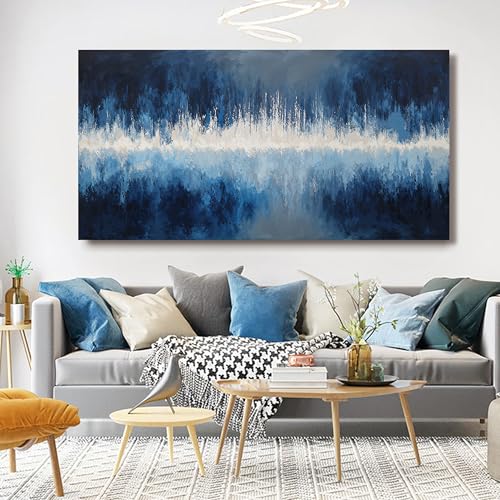 YISXINOAG Deep Blue Abstract Wall Art Modern Calm Cool Tones Canvas 29"X58" - color: deep blue, size: 58"L x 29"W