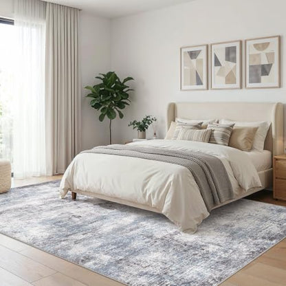 5X8 Area Rugs Washable Soft Modern Abstract Non-Slip Rug for Living Room - color: Blue, size: 5' x 8' (Rectangular)