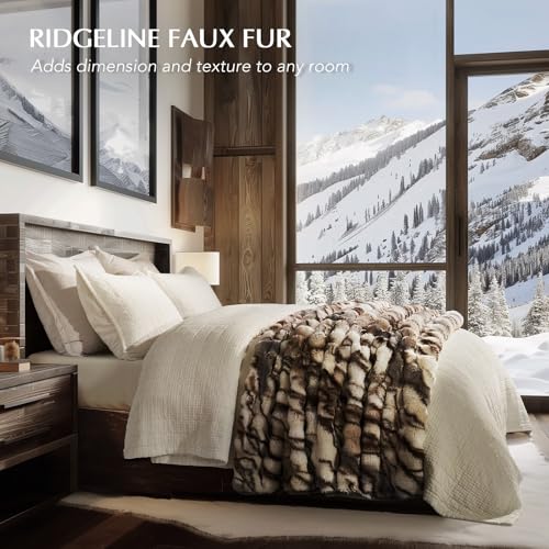 EverGrace Faux Rabbit Fur Bubble Throw Blanket, 50"x60", Beige & Gray - color: Marble Beige & Grey Chocolate, size: 50"x60"