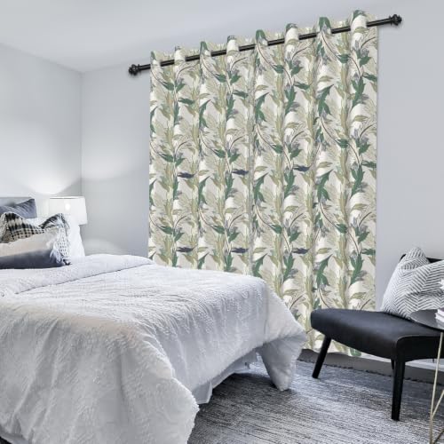Modern Botanical Leaf Blackout Curtains 2 Panel Set, 52x84 Inch - color: Botanical-d