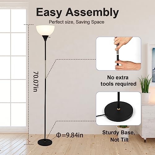 LALISU Floor Lamp, Dimmable Standing Lamp, 3 Ways Brightness Led Floor Lamp - color: Black