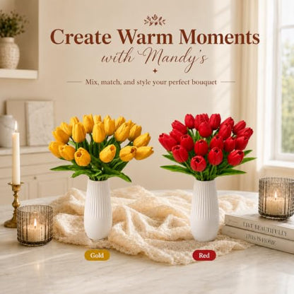 Mandy's 20 Stems Gold Artificial Tulip Flowers for Home Centerpieces - color: Gold