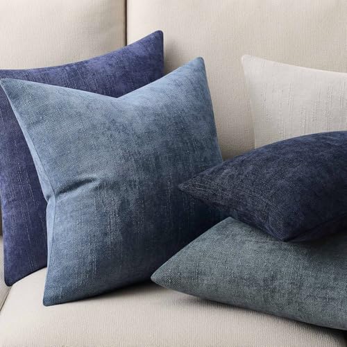 JUSPURBET Chenille Texture 12x20 Lumbar Throw Pillow Covers Set of 2,Blue - color: Blue, size: 20" x 12" (Pack of 2)