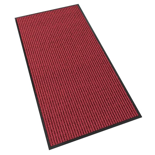 Front Door Mat, 48" x 24" Heavy Duty Indoor Outdoor Doormat - color: Red Stripe, size: 2' x 4' (Rectangular)
