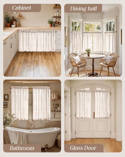 Miss Adola 45 Inch Length Kitchen Tier Curtains, Striped Farmhouse - color: Striped Farmhouse, size: 28"W x 45"L (Pack of 2)
