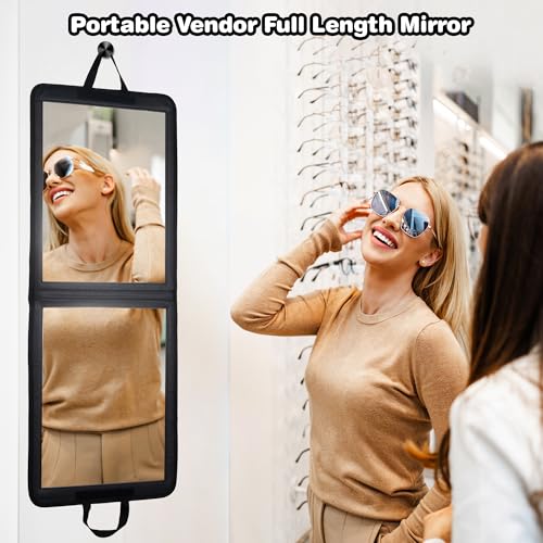 LPHUMEX Foldable Full Length Dance Mirror – 33” Portable Shatterproof Hanging Mirror, Folding Full Length Travel Mirror for Dancing, Camping, RV