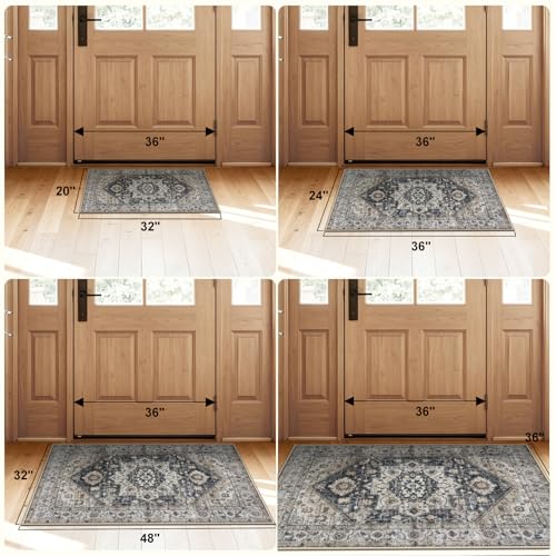 Collive 3'x5' Boho Washable Front Indoor Large Entryway Area Rug - color: Black/Multi, size: 36" x 59"