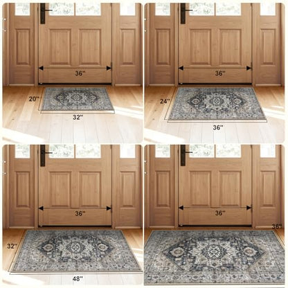 Collive 3'x5' Boho Washable Front Indoor Large Entryway Area Rug - color: Black/Multi, size: 36" x 59"