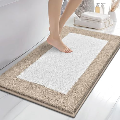 anllugs Bathroom Rugs, 24" x 36" Soft Bath Rugs, Beige & White - color: Beige & White, size: 24" X 36"