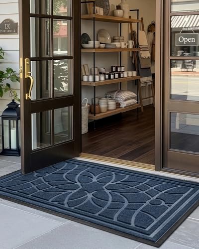 DEXI Front Door Mat Outside Entrance 32x48, Heavy Duty Non Slip, Blue - color: Blue, size: 32" X 48" (Rectangular)