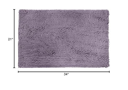 Amazon Basics Non-Slip Microfiber Absorbent Plush Shag Bathroom Rug Mat, Machine Washable, 21" x 34", Lavender - color: Lavender, size: 1'9" x 2'10" (Rectangular)