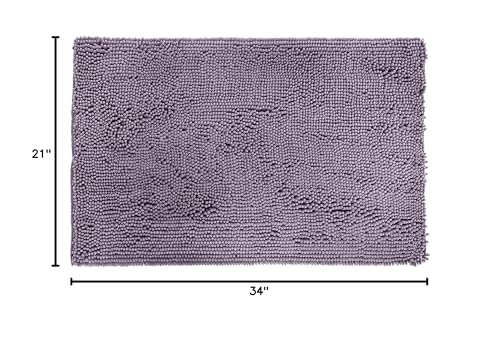 Amazon Basics Non-Slip Microfiber Absorbent Plush Shag Bathroom Rug Mat, Machine Washable, 21" x 34", Lavender - color: Lavender