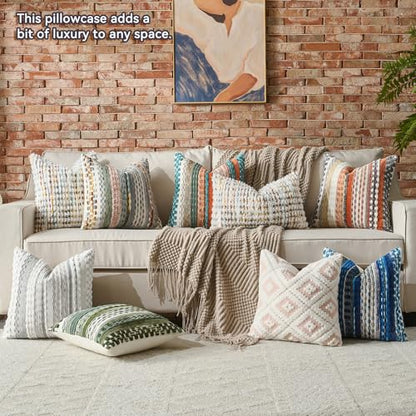 AmHoo Boho Chenille Pillow Cover,12 x 20-Inch Brown White - color: Brown White, size: 20" x 12" (Pack of 1)