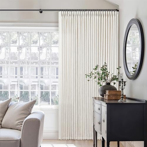 TWODRAPES Pinch Pleated Linen Curtains 105 Inches Long for Living Room - color: Natural, size: 40"W x 105"L (Pack of 2)