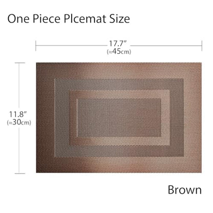 PIGCHCY Durable Plastic Placemats - Heat Resistant, Washable Woven Table Mats - Set of 4 (Coffee Brown) - color: Box: Brown Coffee, size: 4 Placemats