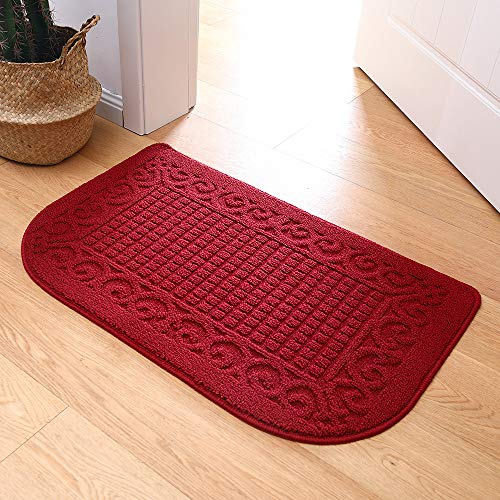 COSYHOMEER 32x20 Half Round Kitchen Rug,Non Slip Washable Mat,Burgundy 3PCS - color: Burgundy 3pcs, size: 1'8" x 2'8" (Semicircular)