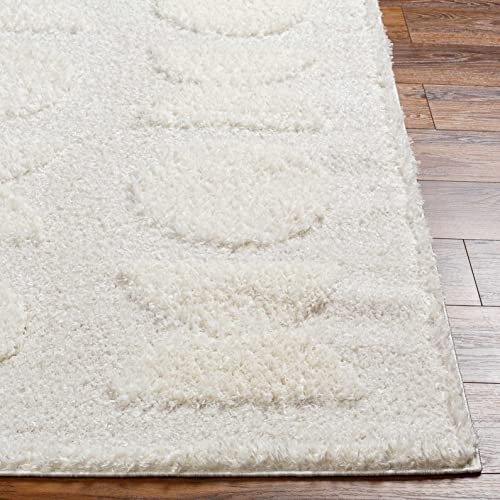 Hauteloom Dason Hallway, Kitchen Runner Rug - Geometric Abstract Circles Square - Contemporary Modern Scandinavian Minimalist Tone - Off White, Beige, Medium Gray, Cream, White - 2'7" x 7'3" - size: 2'7" x 7'3" (Runner)