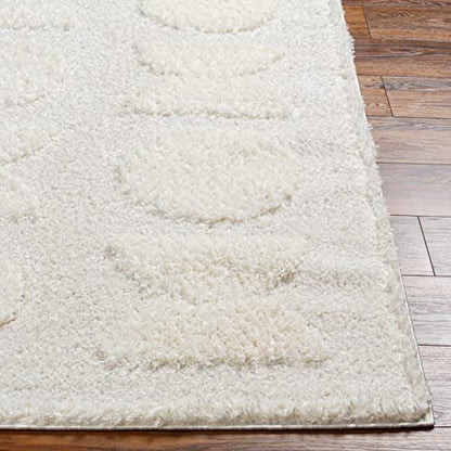 Hauteloom Dason Hallway, Kitchen Runner Rug - Geometric Abstract Circles Square - Contemporary Modern Scandinavian Minimalist Tone - Off White, Beige, Medium Gray, Cream, White - 2'7" x 7'3" - size: 2'7" x 7'3" (Runner)
