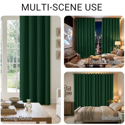 ChrisDowa Dark Green Blackout Curtains 45 Inches Long 2 Panels for Bedroom - color: Dark Green, size: 52"W x 45"L (Pack of 2)