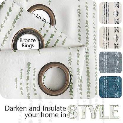 jinchan Boho Blackout Curtains 54 Inch Length for Bedroom - color: Boho | Sage Green on Beige, size: 52"W x 54"L (Pack of 2)