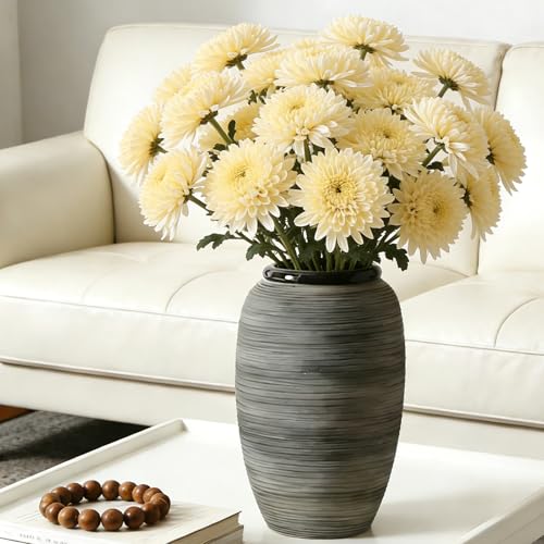 ALMA 12'' Modern Flower Vase, Large Ceramic Vase for Tabletop Decor - color: Wide Mouth-black-12"