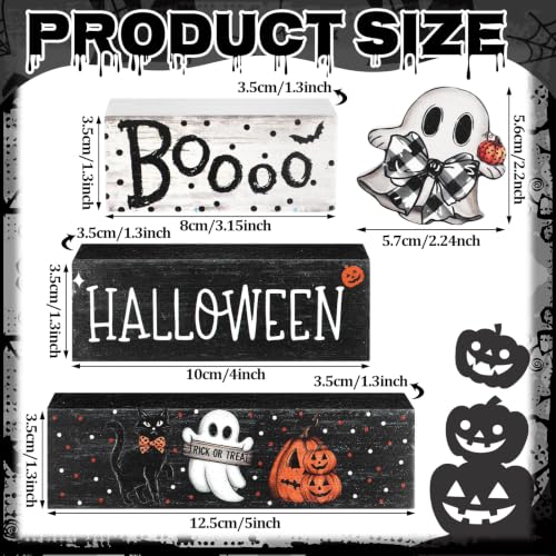 Amyhill 4 Pcs Halloween Table Decor Wooden Ghost Table Sign Tiered Tray - style: Halloween