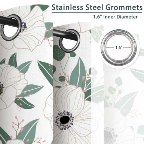 White Floral Blackout Curtains for Bedroom, 84 Inches Long 2 Panels Set - color: Floral-f