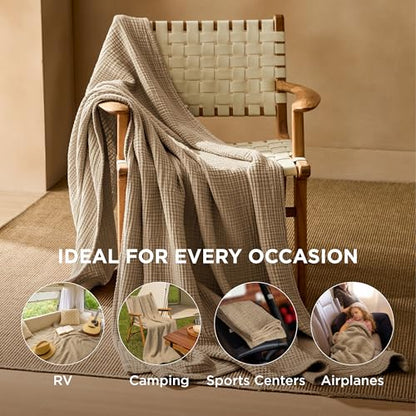 Bedsure 100% Cotton Muslin Blanket Twin XL for Bed, 4-Layer, Light Brown - color: 04 - Light Brown, size: Twin XL (66" X 90")
