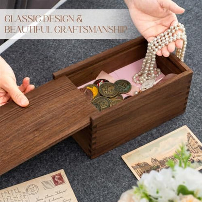 Decorative Solid Walnut Wood Storage Box with Magnetic Slide Lid